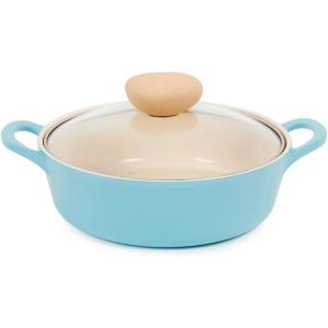 Neoflam Retro 2.0QT Low Stock Pot with Lid – 8.7″ (22cm) Nonstick Ceramic Coated Casserole Pot for Soup, Pasta, Stew, Dishwasher Safe, Elegant Pink Cookware for Everyday Use, Made in Korea(Mint Blue)