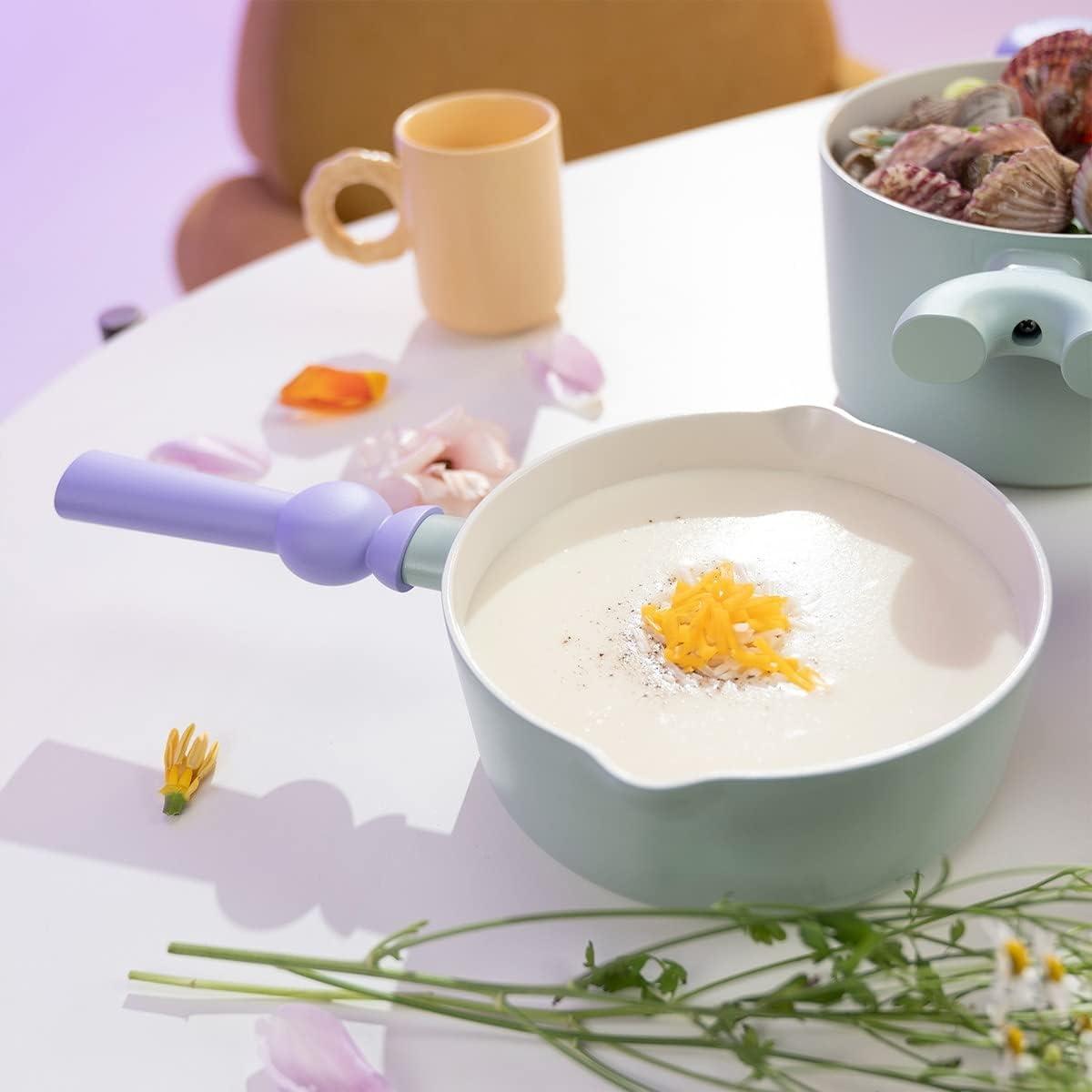 image:imageBetter Finger Kitchen Essential 6Piece Coookware Set with Lid Healthy Cooking Nonstick Ceramic Coating Pot Pan Induction Compatible Kitchenware Made in Korea Total SetRound Set