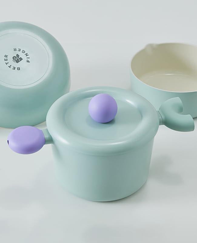 image:imageBetter Finger Kitchen Essential 7 Inch Stockpot with Lid Healthy Cooking Nonstick Ceramic Coating Casserole Soup Pot Induction Compatible Cookware Made in Korea 22qt