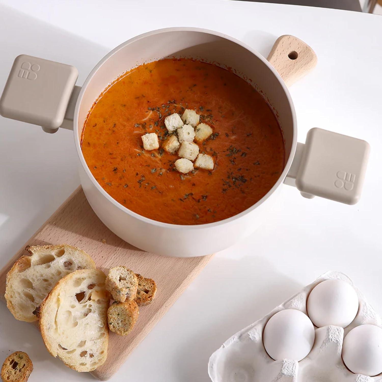 image:imageChou Chou Kitchen Essential 4Pieces Cookware Set with Lid Healthy Cooking Ceramic Coating 8 Pot 7 Saucepan Induction Compatible Kitchenware Made in Korea2