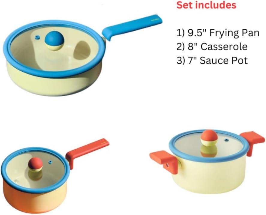 image:imageDanish Kitchen Nonstick 6Pieces Forged Cookware Set with Lid Healthy Cooking Ceramic Coating Pot Saucepan Multi Pan Induction Compatible Kitchenware Made in KoreaDanish Set