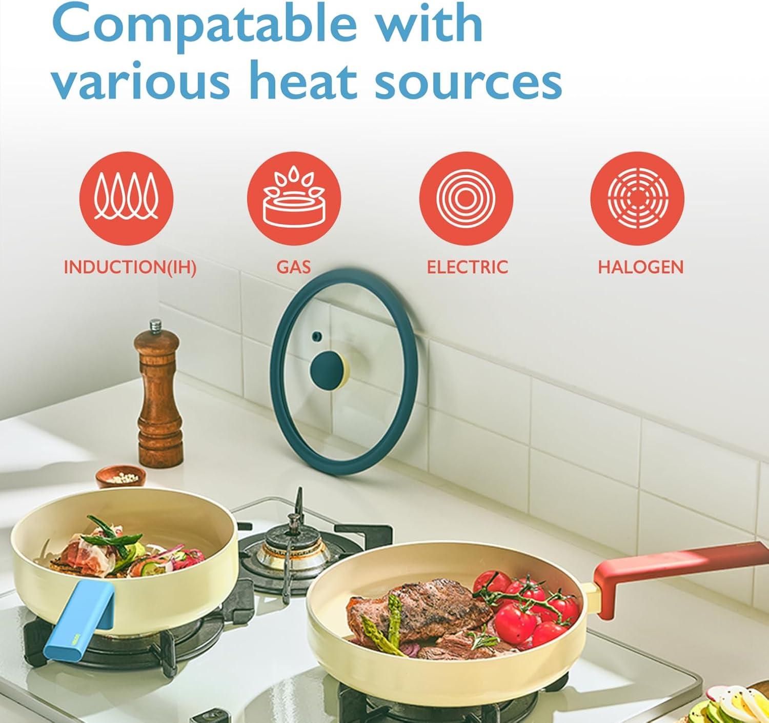 image:imageDanish Kitchen Nonstick 6Pieces Forged Cookware Set with Lid Healthy Cooking Ceramic Coating Pot Saucepan Multi Pan Induction Compatible Kitchenware Made in KoreaDanish Set1