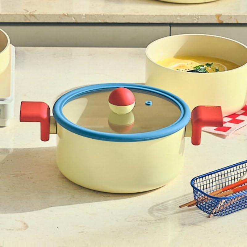 image:imageDanish Kitchen Nonstick Forged 8 Stock Pot with Lid Healthy Cooking Non Stick Ceramic Coating Multi Casserole Induction Compatible Cookware for Stew Soup Noodle Made in Korea 27qt 20cm
