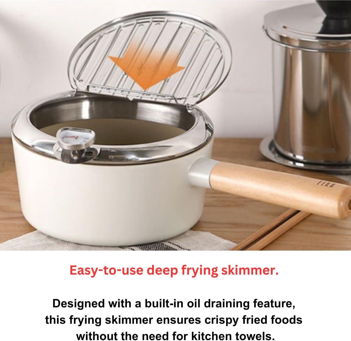 image:imageFIKA Japanese Style Tempura 17QT Deep Fryer Pot with Thermometer Glass and Metal Lid for French Fries Chicken Fish Shrimp Induction Compatible Nonstick Cookware Made in Korea 718cm