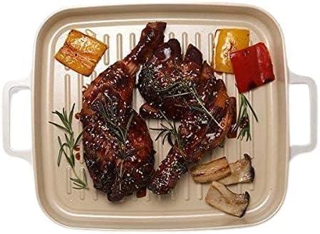 image:imageFIKA Kitchen Nonstick 10Inch BBQ Grill Pan Griddle with Handle Healthy Cooking Frying Barbeque Skillet Induction Compatible Cookware Oven Safe Made in Korea 10 Round11 X 98