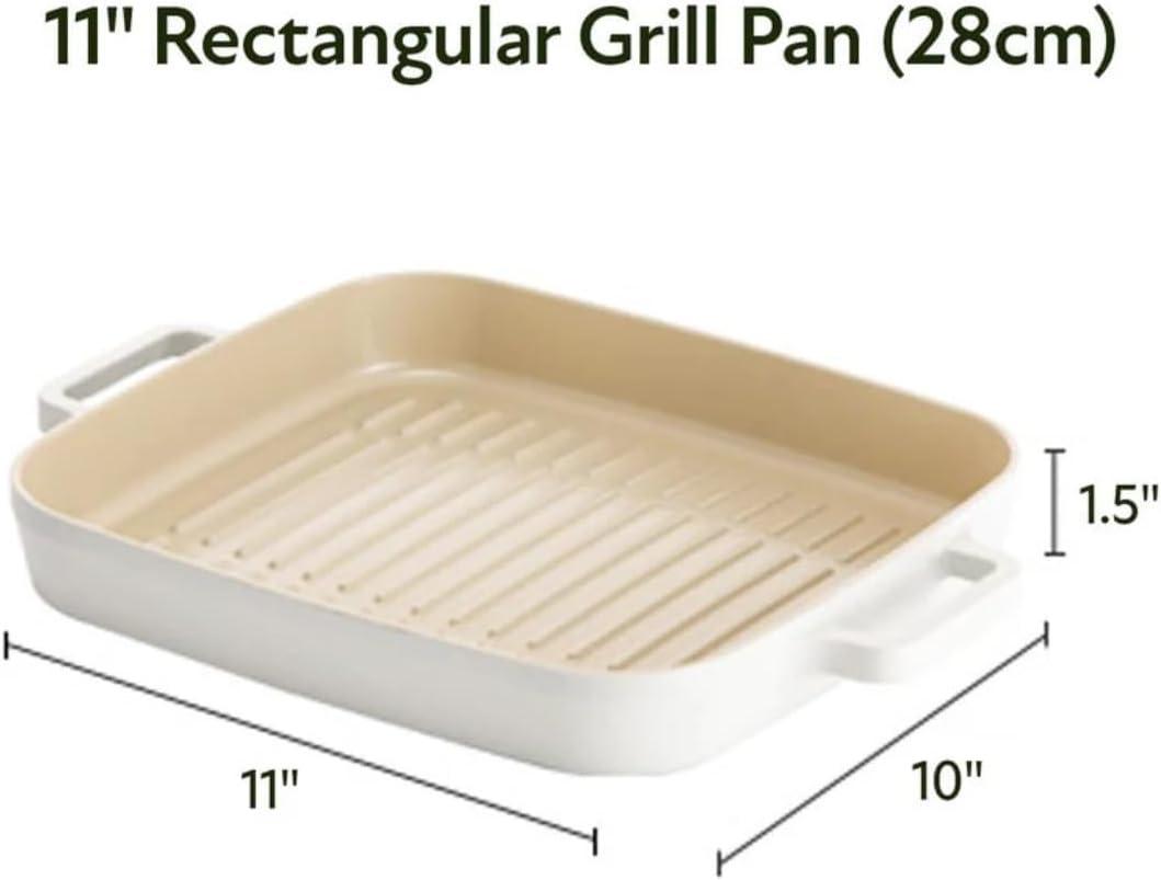 image:imageFIKA Kitchen Nonstick 10Inch BBQ Grill Pan Griddle with Handle Healthy Cooking Frying Barbeque Skillet Induction Compatible Cookware Oven Safe Made in Korea 10 Round11 X 98