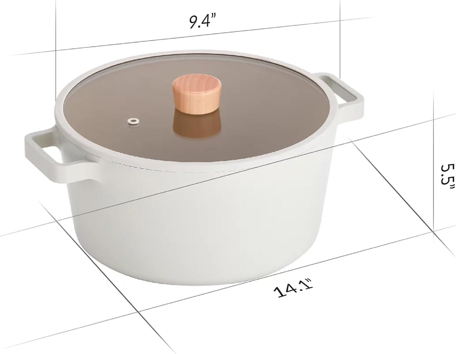 image:imageFIKA Kitchen Nonstick 40QT Stock Pot with Lid Healthy Cooking Ceramic Coating Casserole Induction Compatible Cookware Stew Soup Noodle Multi Dutch Oven Made in Korea 95 24cm