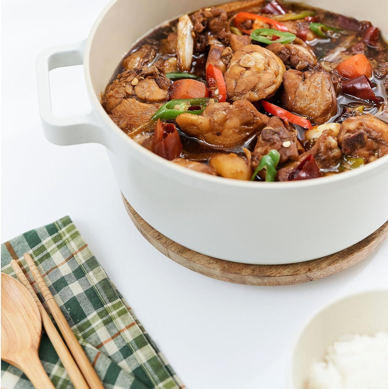 image:imageFIKA Kitchen Nonstick 40QT Stock Pot with Lid Healthy Cooking Ceramic Coating Casserole Induction Compatible Cookware Stew Soup Noodle Multi Dutch Oven Made in Korea 95 24cm