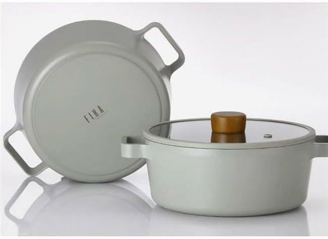 image:imageFIKA Kitchen Nonstick 49QT Deep Stock Pot with Glass Lid Healthy Cooking Ceramic Non Stick Casserole Induction Compatible Cookware Gray Color Made in Korea 22cm Deep PotCasserole