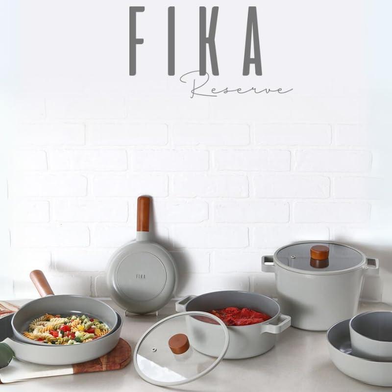 image:imageFIKA Kitchen Nonstick 49QT Deep Stock Pot with Glass Lid Healthy Cooking Ceramic Non Stick Casserole Induction Compatible Cookware Gray Color Made in Korea 22cm Deep PotCasserole