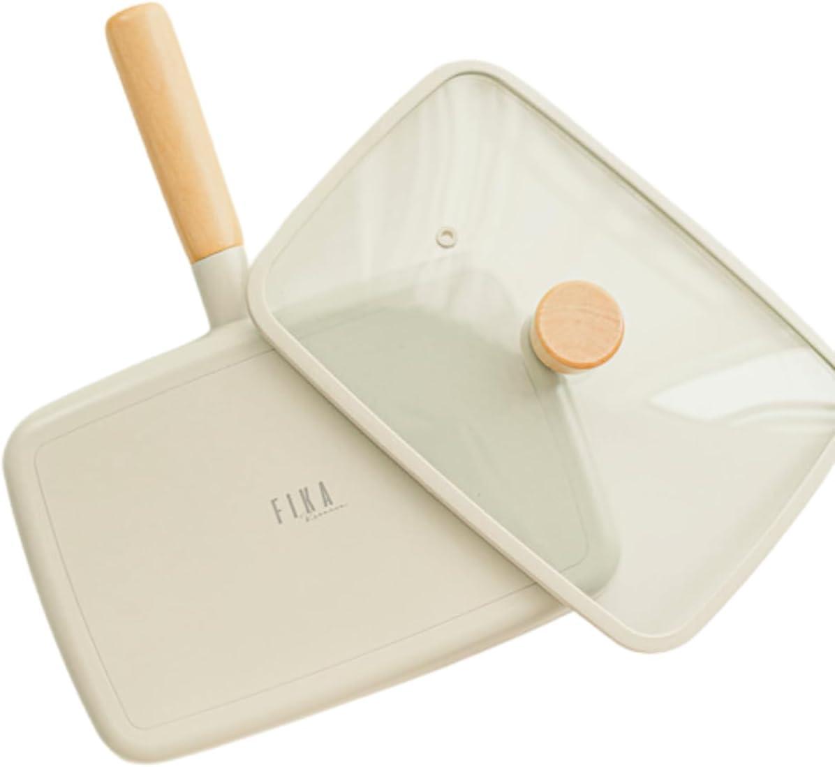 image:imageFIKA Kitchen Nonstick Brunch Pan with Glass Lid Japanese Tamagoyaki Large Omelet Skillet Healthy Cooking Stir Fry Pan with Wood Handle Induction Compatible Cookware Made in Korea 114 X 8