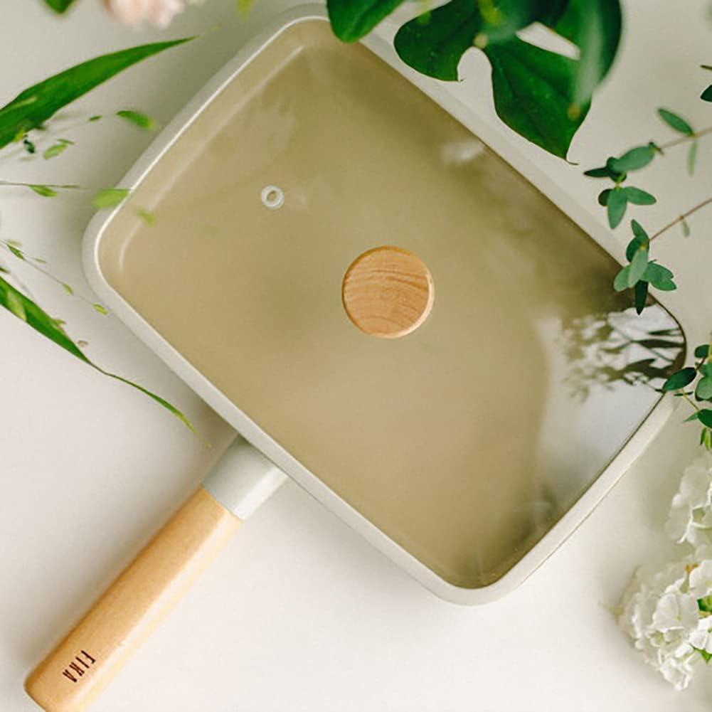 image:imageFIKA Kitchen Nonstick Brunch Pan with Glass Lid Japanese Tamagoyaki Large Omelet Skillet Healthy Cooking Stir Fry Pan with Wood Handle Induction Compatible Cookware Made in Korea 114 X 8