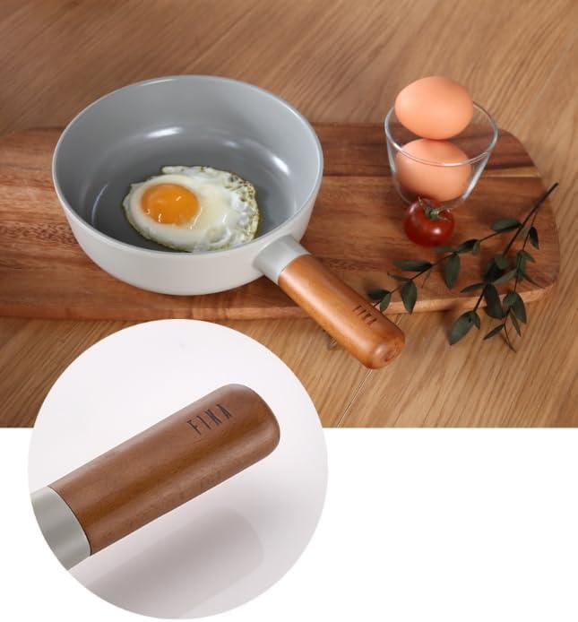 image:imageFIKA Nonstick 10Inch Stir Fry Wok with Wood Handle Healthy Cooking Induction Compatible Cookware for All Stovetops Kitchen Essential Nonstick Ceramic Coating Skillet Made in Korea 26cm Wok Petit Wok