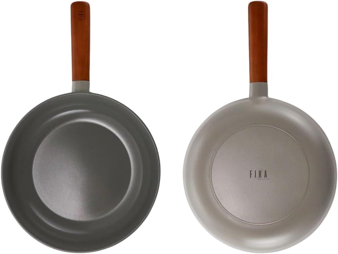 image:imageFIKA Nonstick 10Inch Stir Fry Wok with Wood Handle Healthy Cooking Induction Compatible Cookware for All Stovetops Kitchen Essential Nonstick Ceramic Coating Skillet Made in Korea 26cm Wok Wok