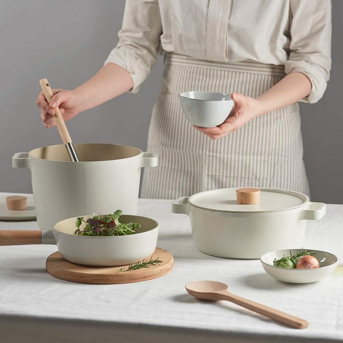image:imageNEOFLAM FIKA 8Piece Home Kitchen Essential Cookware Pot and Pan Set with Lid Nonstick Ceramic Coating Induction Made in Korea5 SET