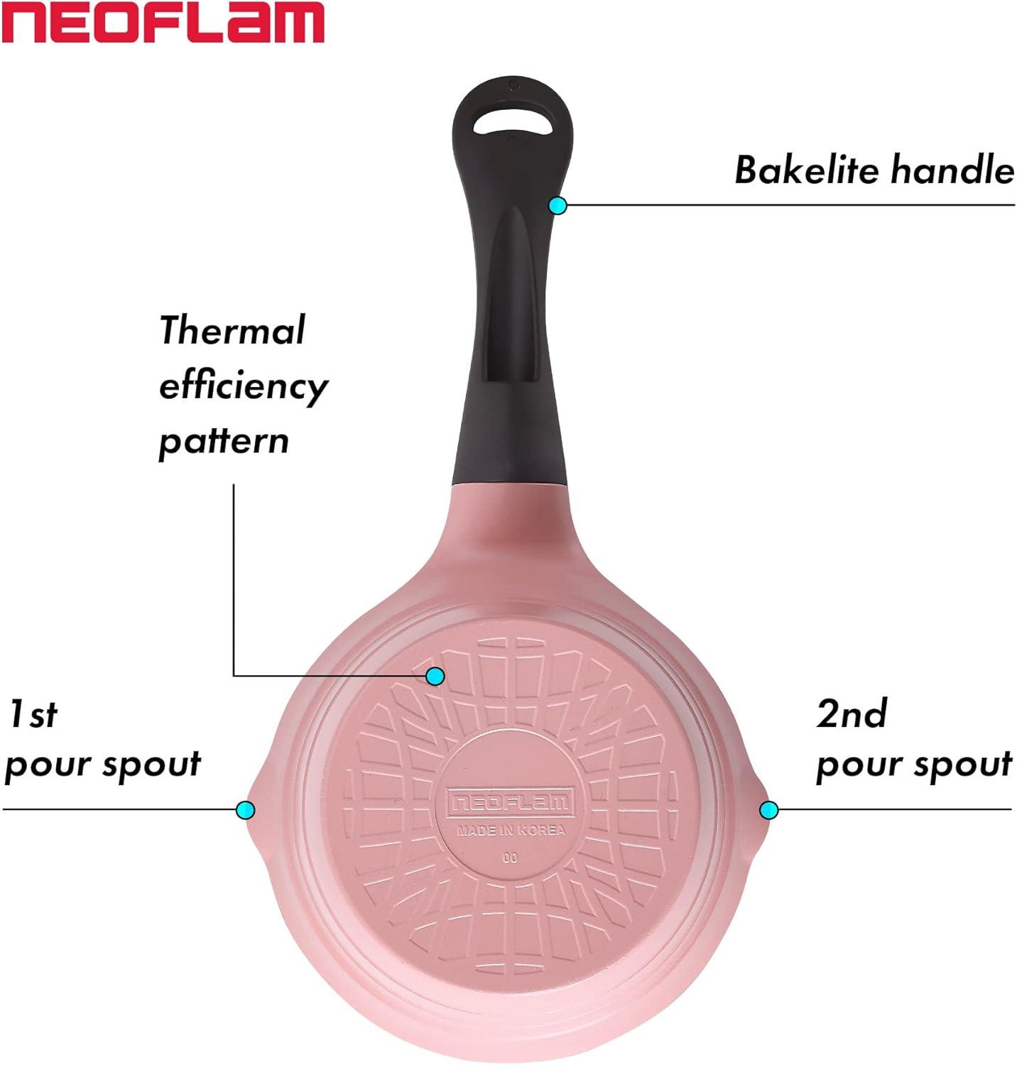 image:imageNeoflam 1qt Saucepan Butter Warmer Milk BoilingMelting Pot Ecolon Healthy Ceramic Nonstick Coating PFOAfree 2 Pour Spouts Dishwasher Safe Pink