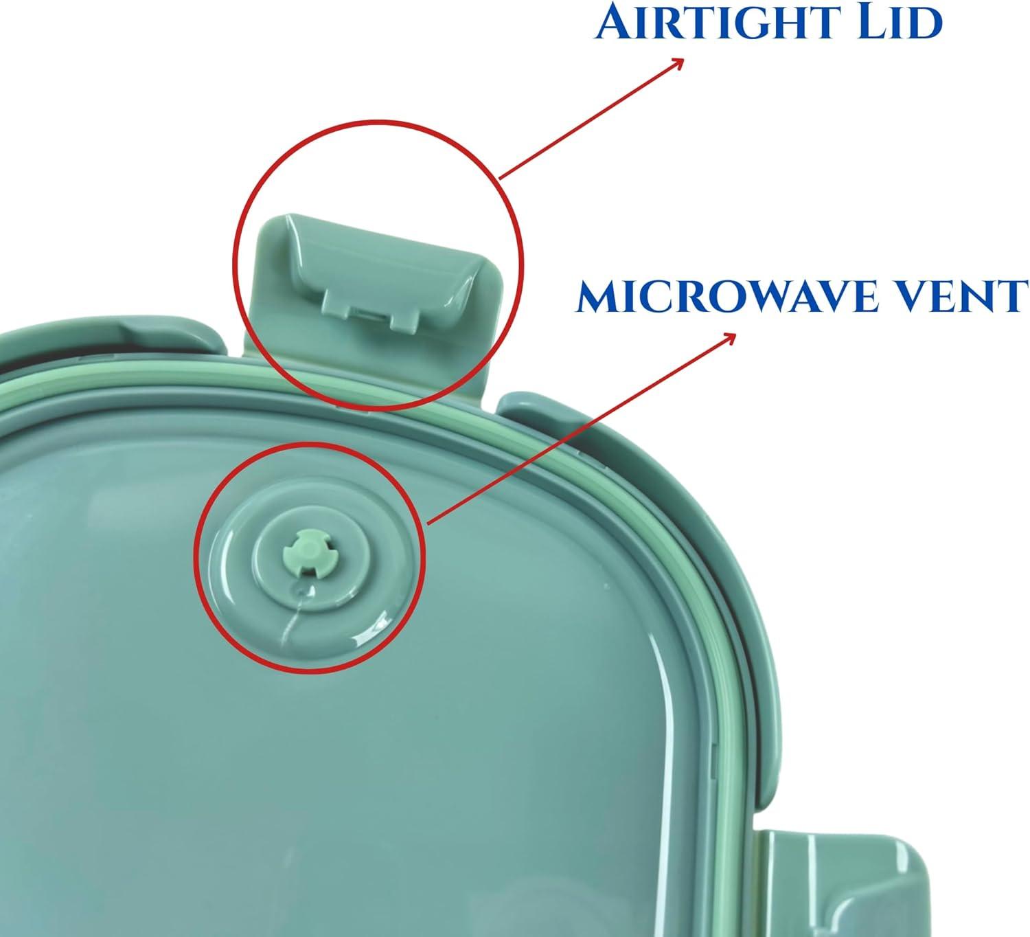 image:imageNeoflam 2 Compartment Glass Food Container with Airtight Lid Divided Oval Bento Lunch Box with Vent Reusable Meal Prep Storage Microwave Oven amp Dishwasher Safe 37 oz 11 Liter 46 cups37oz