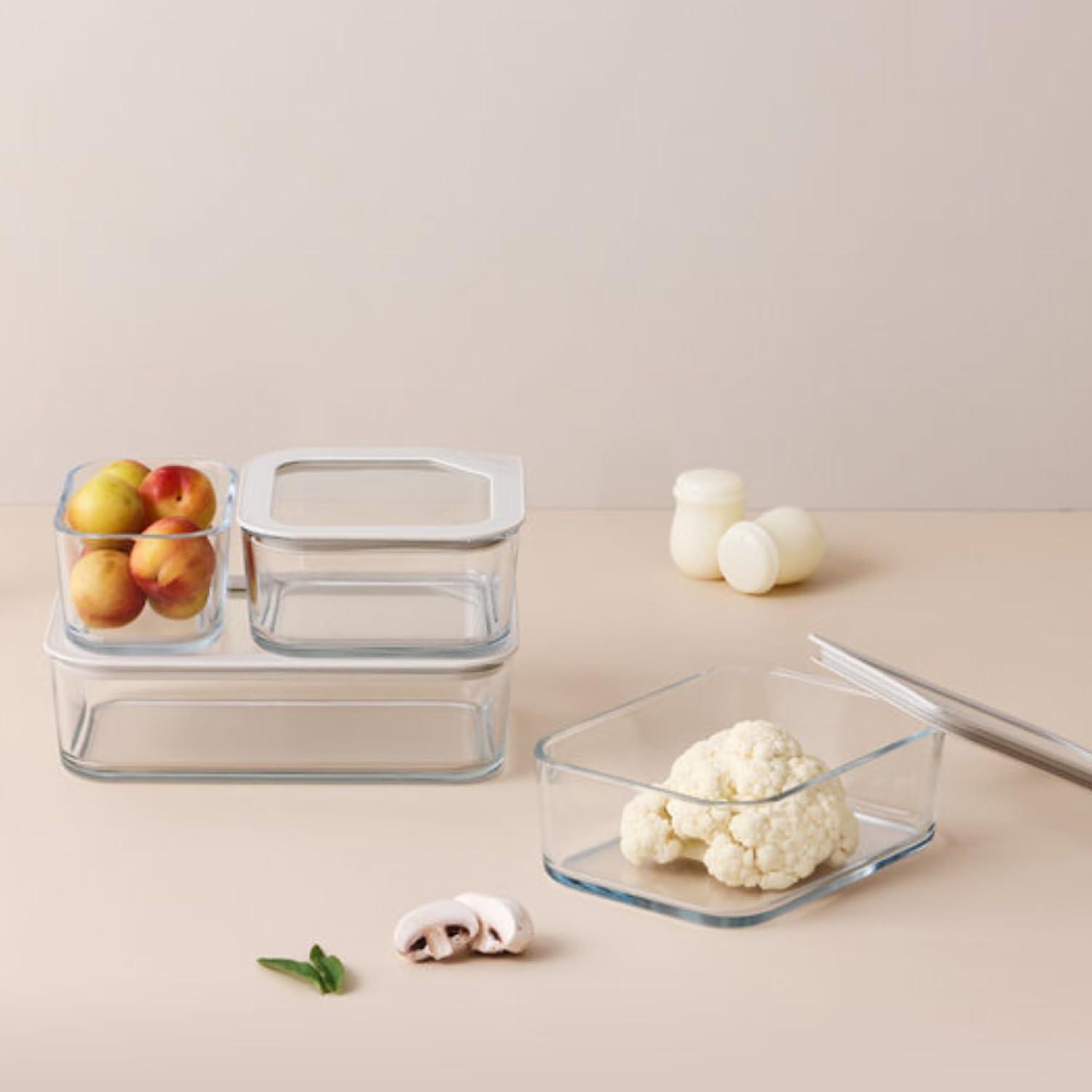 image:imageNeoflam 2 Set FIKA One Borosilicate Glass Food Container with Lid Microwave Oven Dishwasher Freezer Safe Stylish Home Deco Modern Kitchen Storages Refrigerator Canisters 18oz 530ml 056qt31 oz
