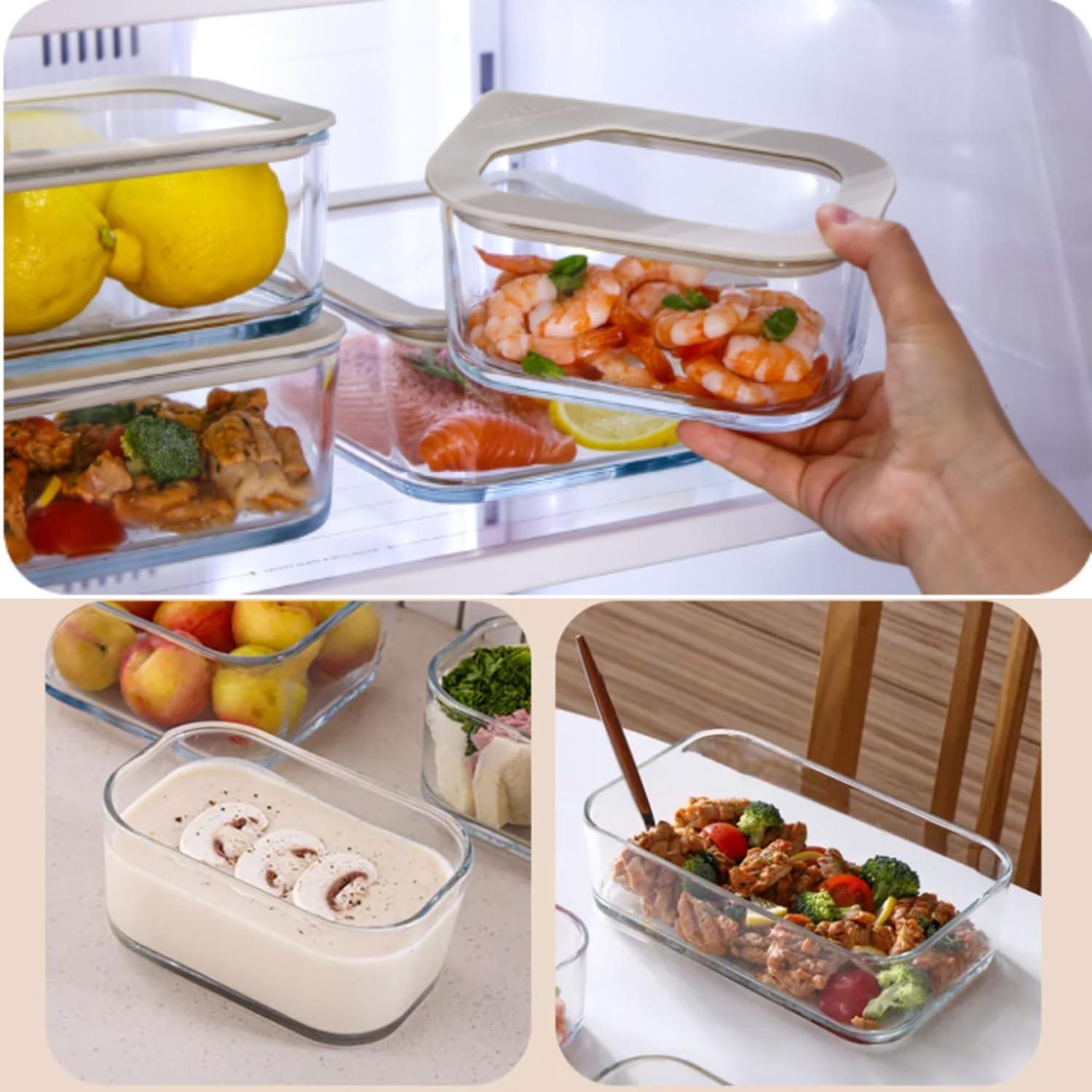 image:imageNeoflam 2 Set FIKA One Borosilicate Glass Food Container with Lid Microwave Oven Dishwasher Freezer Safe Stylish Home Deco Modern Kitchen Storages Refrigerator Canisters 18oz 530ml 056qt54 oz