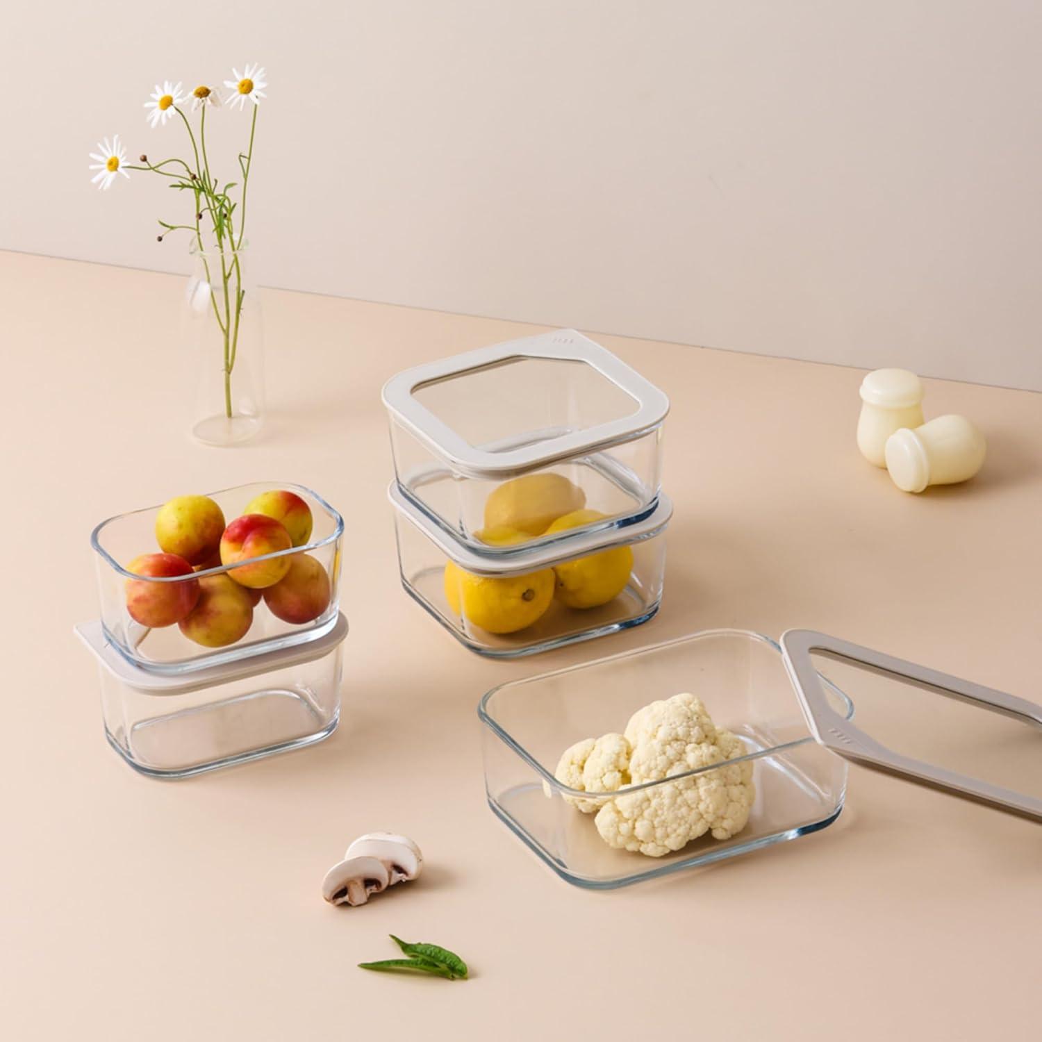 image:imageNeoflam 2 Set FIKA One Borosilicate Glass Food Container with Lid Microwave Oven Dishwasher Freezer Safe Stylish Home Deco Modern Kitchen Storages Refrigerator Canisters 18oz 530ml 056qt31 oz