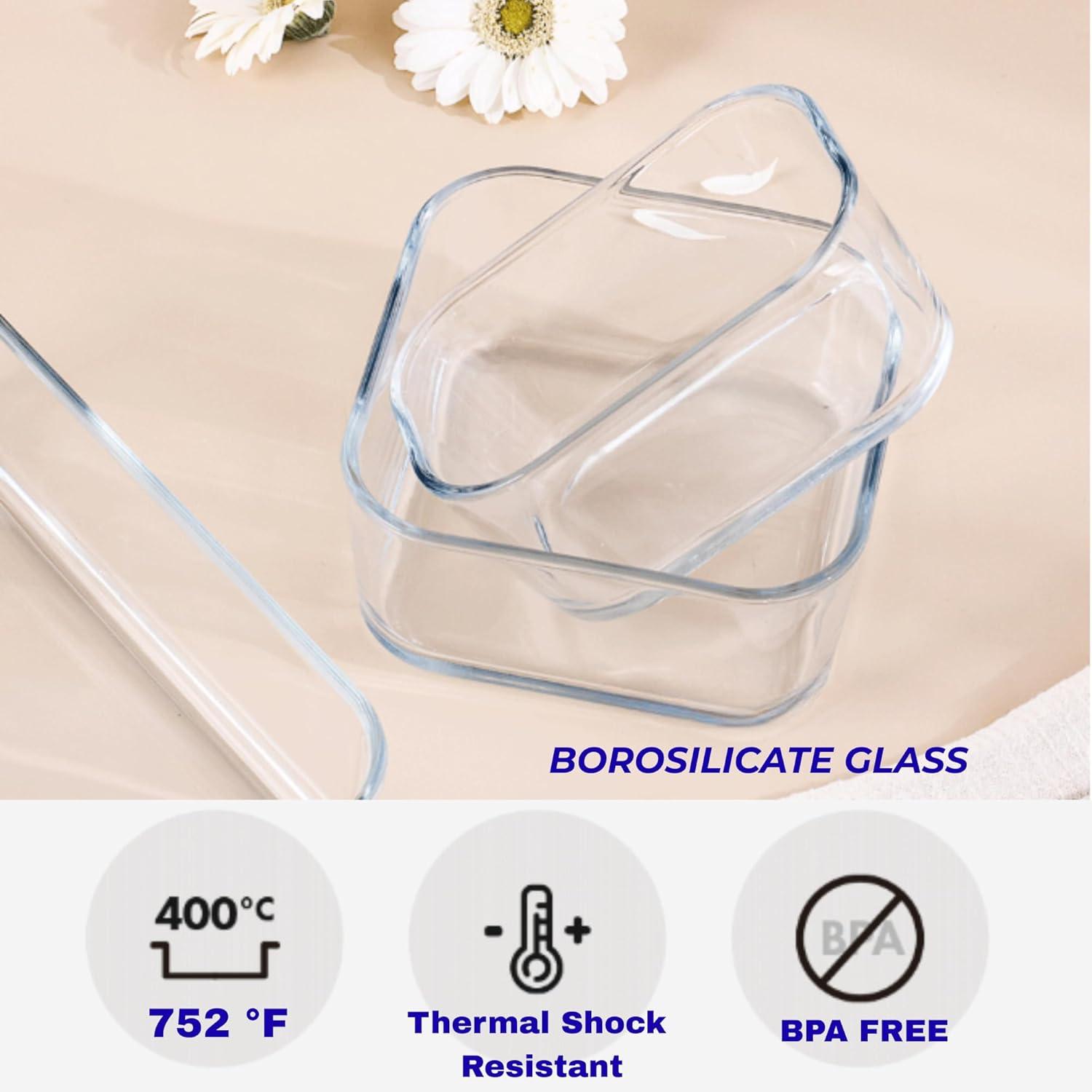 image:imageNeoflam 2 Set FIKA One Borosilicate Glass Food Container with Lid Microwave Oven Dishwasher Freezer Safe Stylish Home Deco Modern Kitchen Storages Refrigerator Canisters 18oz 530ml 056qt18 oz