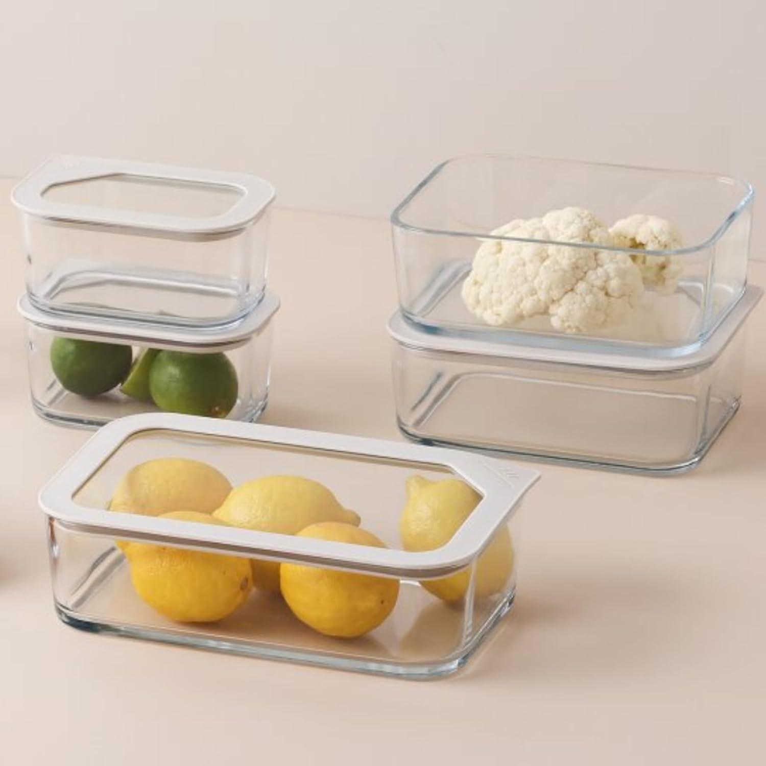 image:imageNeoflam 2 Set FIKA One Borosilicate Glass Food Container with Lid Microwave Oven Dishwasher Freezer Safe Stylish Home Deco Modern Kitchen Storages Refrigerator Canisters 18oz 530ml 056qt54 oz