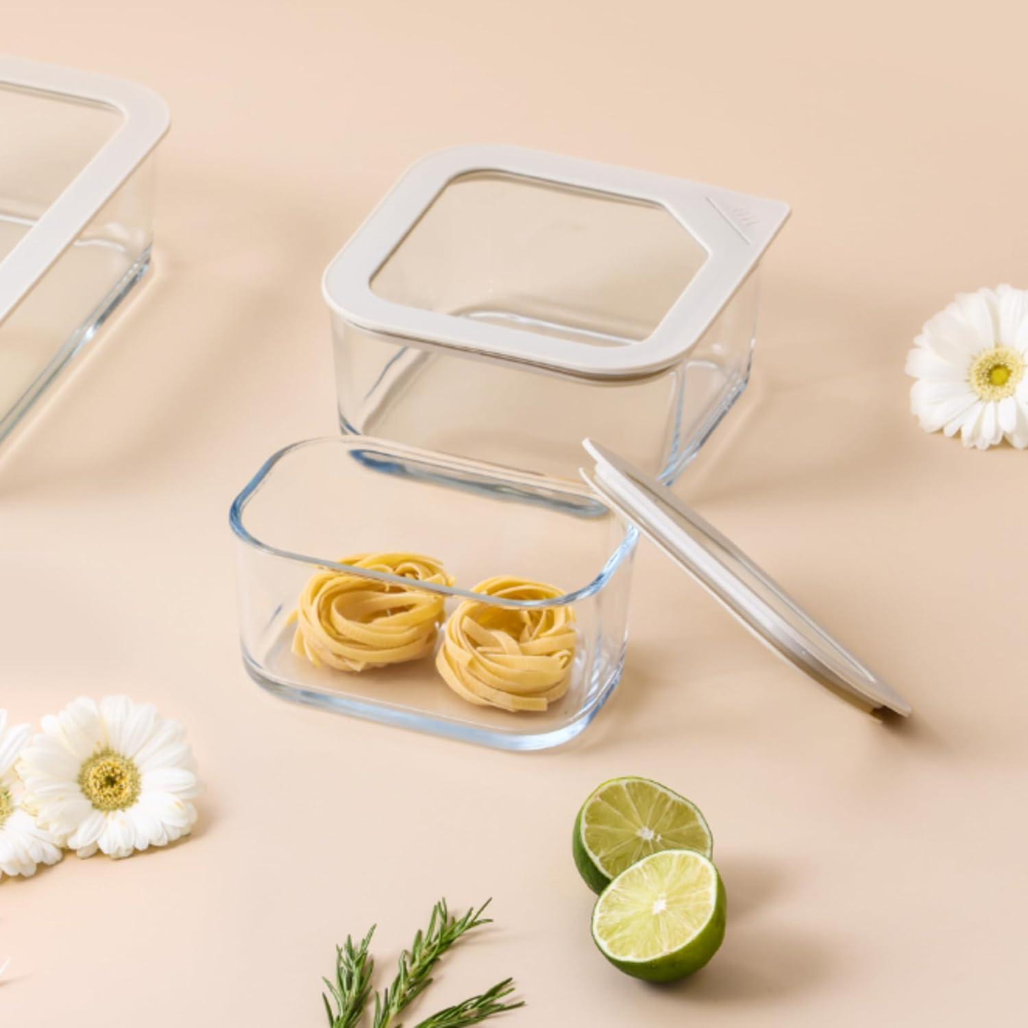 image:imageNeoflam 2 Set FIKA One Borosilicate Glass Food Container with Lid Microwave Oven Dishwasher Freezer Safe Stylish Home Deco Modern Kitchen Storages Refrigerator Canisters 18oz 530ml 056qt31 oz