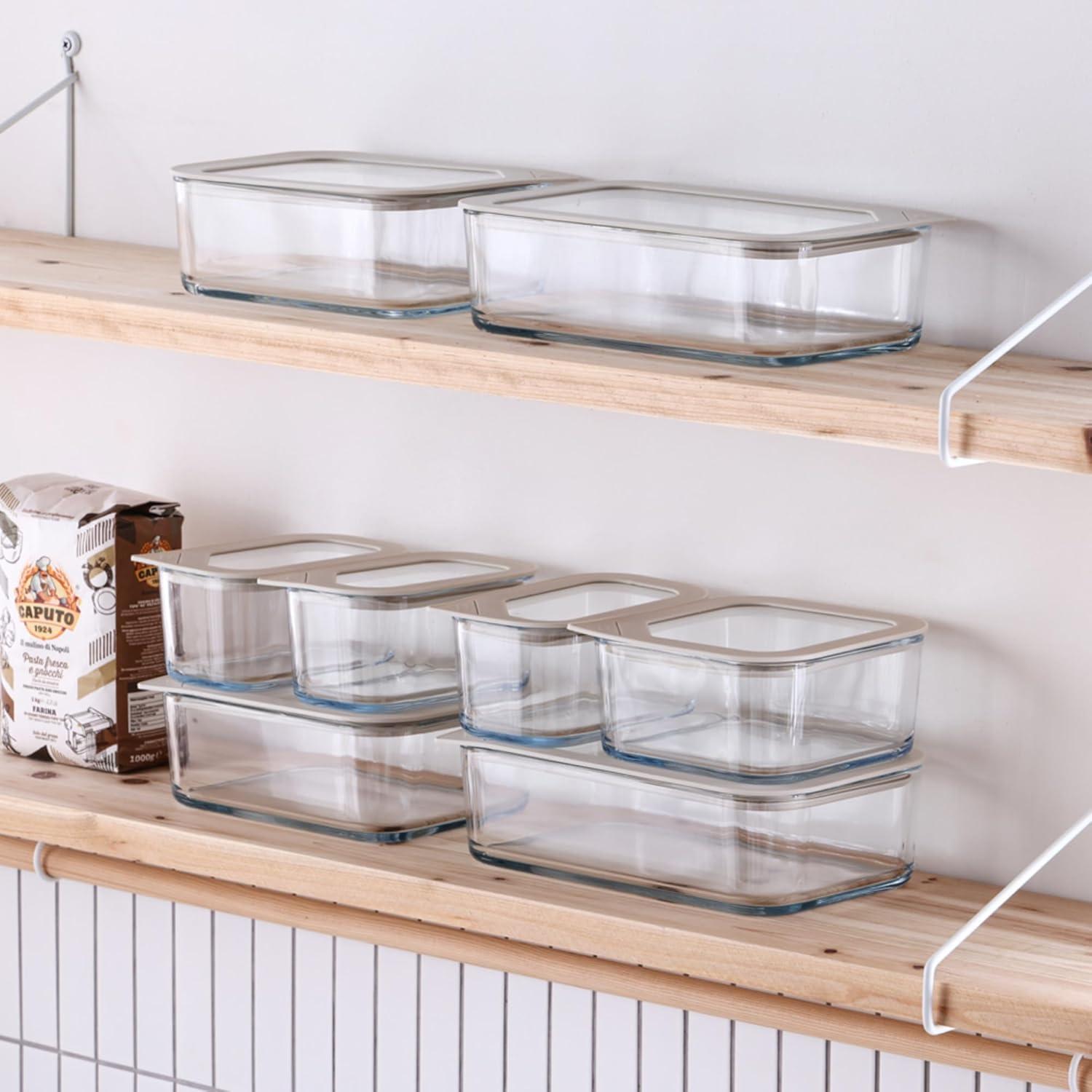 image:imageNeoflam 2 Set FIKA One Borosilicate Glass Food Container with Lid Microwave Oven Dishwasher Freezer Safe Stylish Home Deco Modern Kitchen Storages Refrigerator Canisters 18oz 530ml 056qtSET
