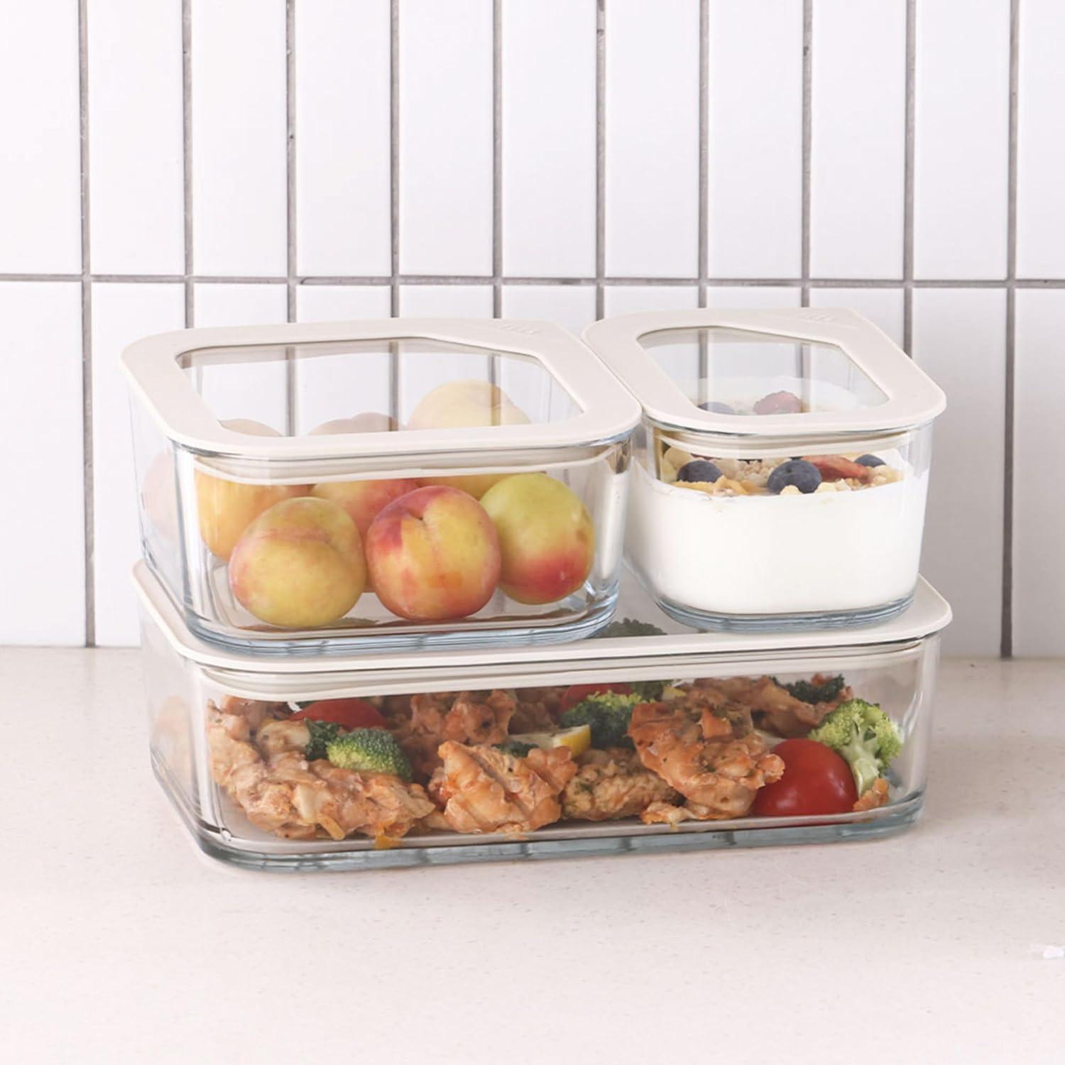 image:imageNeoflam 2 Set FIKA One Borosilicate Glass Food Container with Lid Microwave Oven Dishwasher Freezer Safe Stylish Home Deco Modern Kitchen Storages Refrigerator Canisters 18oz 530ml 056qt44 oz