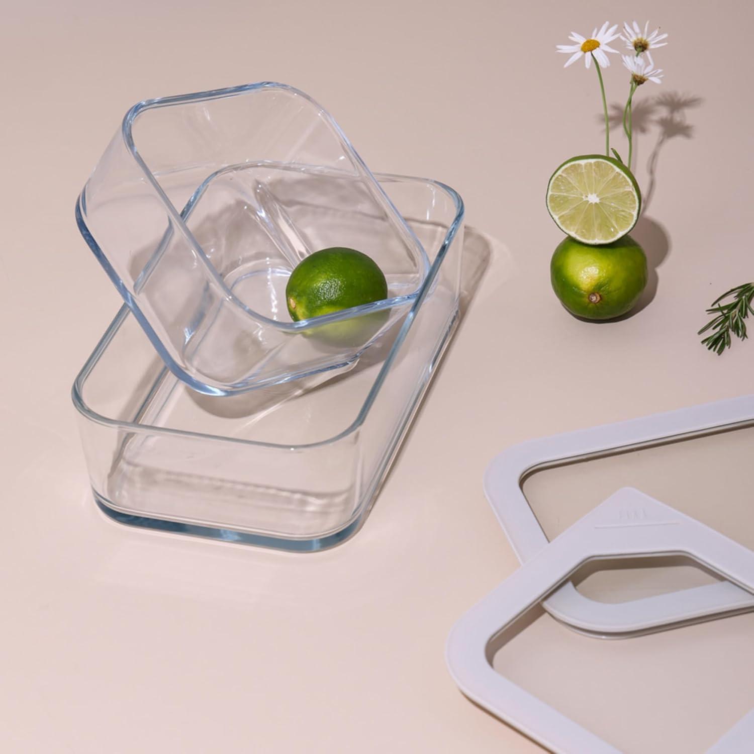 image:imageNeoflam 2 Set FIKA One Borosilicate Glass Food Container with Lid Microwave Oven Dishwasher Freezer Safe Stylish Home Deco Modern Kitchen Storages Refrigerator Canisters 18oz 530ml 056qt44 oz