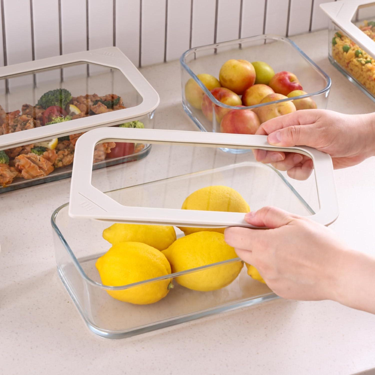 image:imageNeoflam 2 Set FIKA One Borosilicate Glass Food Container with Lid Microwave Oven Dishwasher Freezer Safe Stylish Home Deco Modern Kitchen Storages Refrigerator Canisters 18oz 530ml 056qtSET