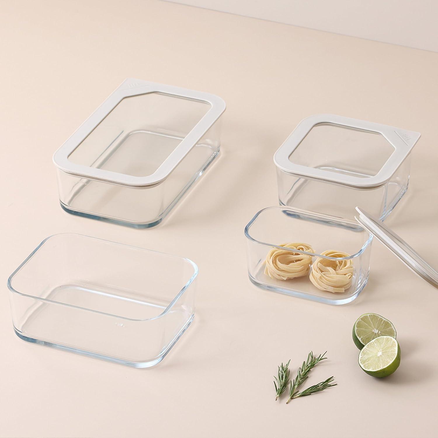 image:imageNeoflam 2 Set FIKA One Borosilicate Glass Food Container with Lid Microwave Oven Dishwasher Freezer Safe Stylish Home Deco Modern Kitchen Storages Refrigerator Canisters 18oz 530ml 056qtSET