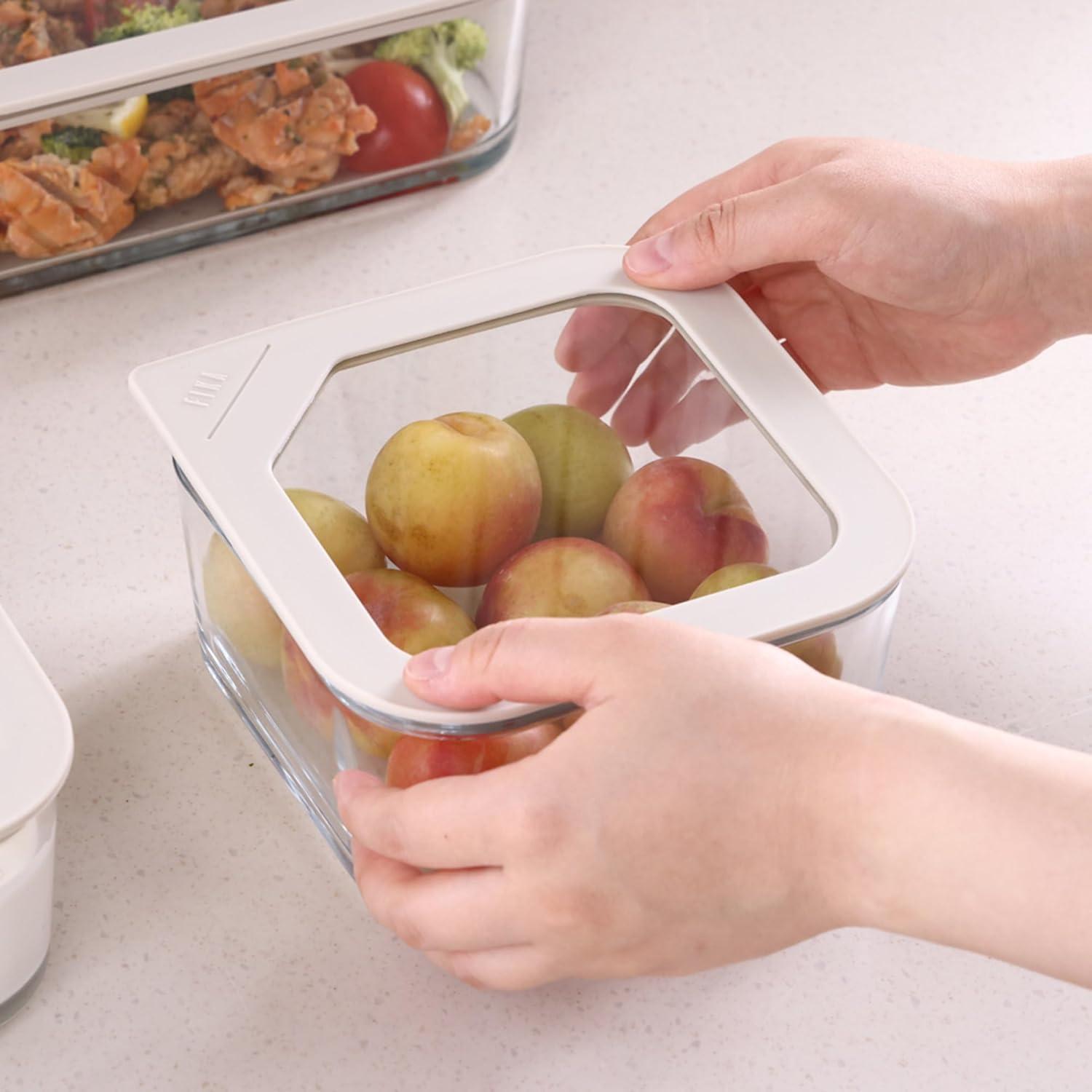 image:imageNeoflam 2 Set FIKA One Borosilicate Glass Food Container with Lid Microwave Oven Dishwasher Freezer Safe Stylish Home Deco Modern Kitchen Storages Refrigerator Canisters 18oz 530ml 056qt31 oz
