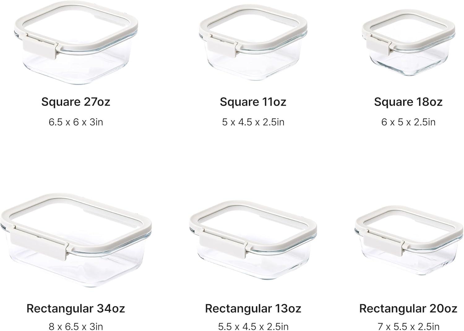 image:imageNeoflam 6Piece Comodo Glass Food Storage Containers with Lids Airtight Stackable Meal Prep Set BPAFree Microwave Oven Air Fryer Freezer Safe Reusable Glass Containers for Home amp Office
