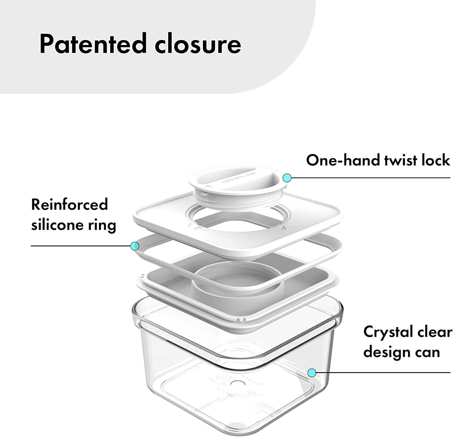 image:imageNeoflam Airtight Smart Seal Food Storage Container Set of 3 Crystal Clear Body Modular Stackable Nestable Design 27L Square14L