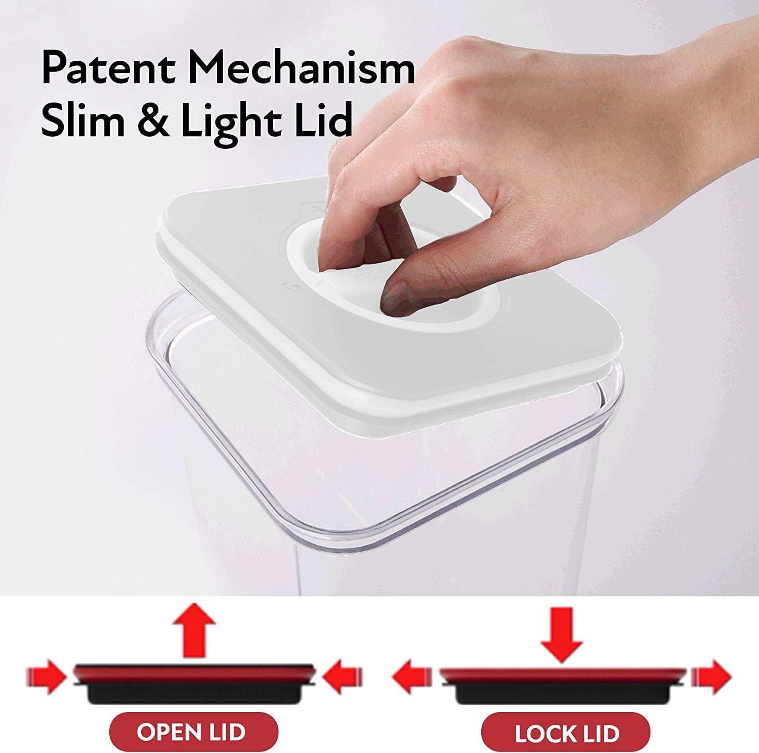 image:imageNeoflam Airtight Smart Seal Food Storage Container Set of 3 Crystal Clear Body Matte Black Lid Modular Stackable Nestable Design Easy to Clean BPA Free Square 14L21L