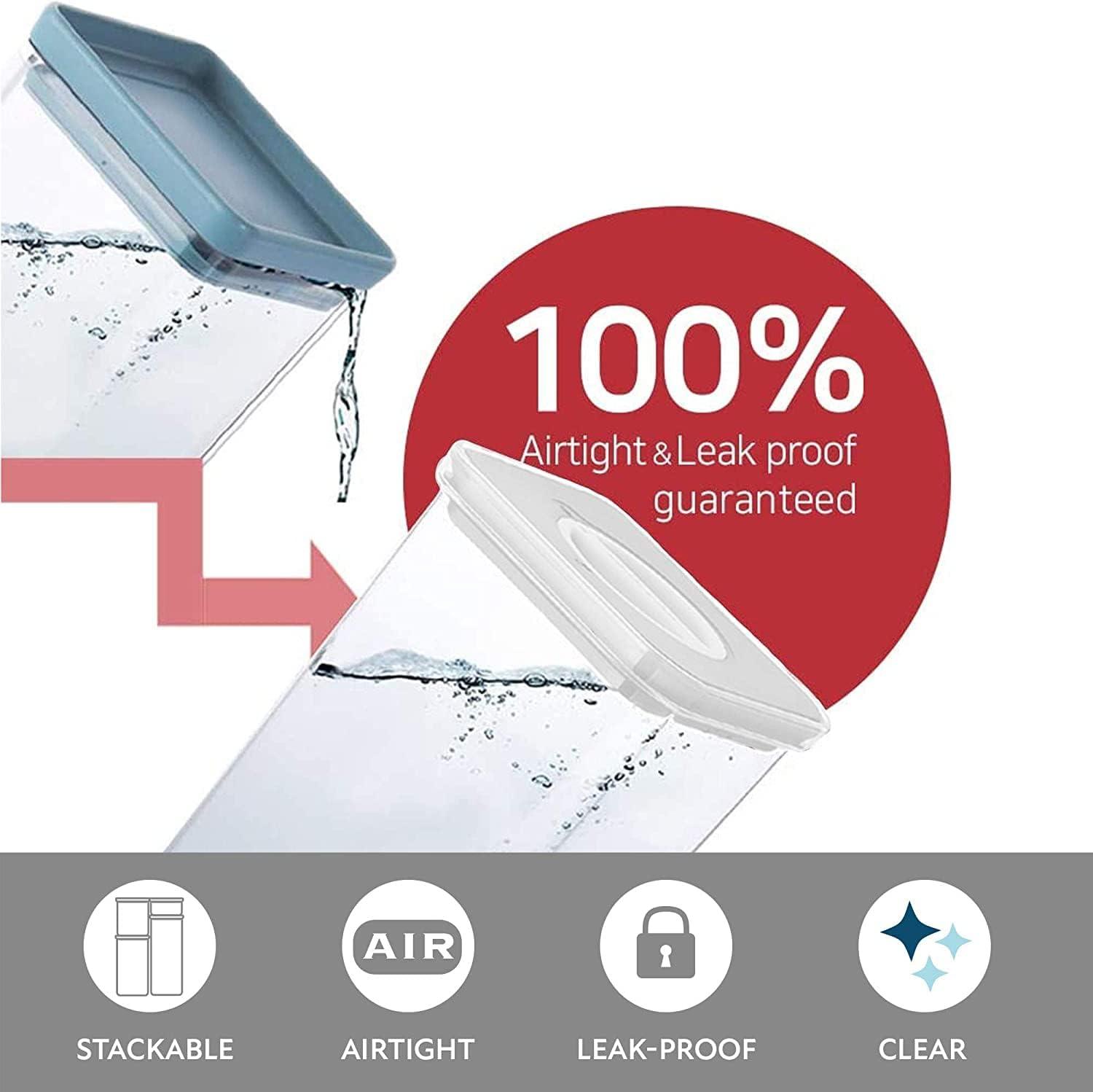 image:imageNeoflam Airtight Smart Seal Food Storage Container Set of 3 Crystal Clear Body Matte Black Lid Modular Stackable Nestable Design Easy to Clean BPA Free Square 14L06L