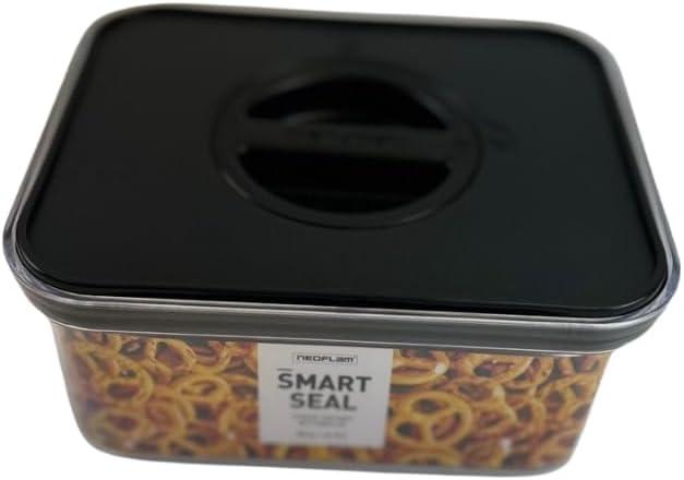 image:imageNeoflam Airtight Smart Seal Food Storage Container Set of 3 Crystal Clear Body matte Black Lid Modular Stackable Nestable Design Easy to Clean BPA Free Rectangle 175L073L