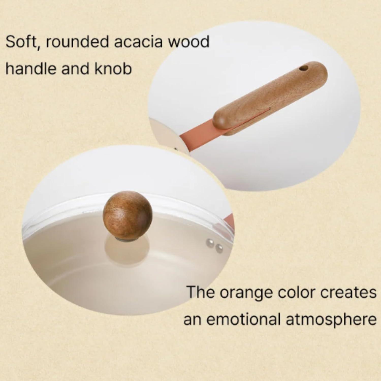 image:imageNeoflam Atelier 95Inch Nonstick Stir Frying Pan with Wood Handle Healthy Cooking Non Stick Ceramic Coating Skillet Induction Compatible Cookware Made in Korea95 Wok