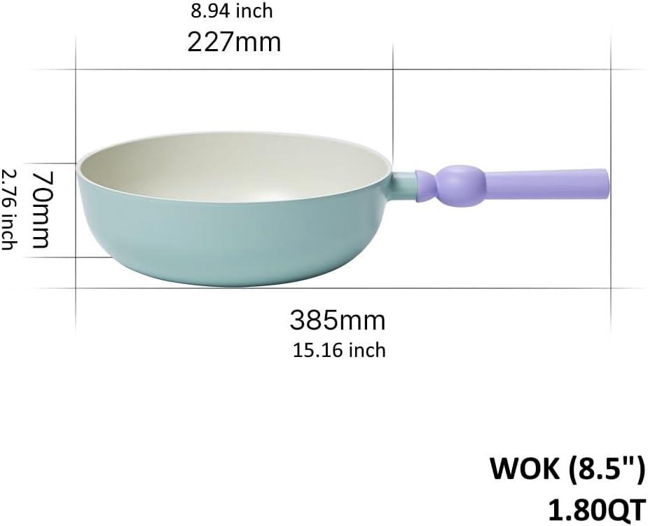 image:imageNeoflam Better Finger Cookware Set All in One 8Piece NonStick Ceramic Coated Pots and PansMint Green 4Piece