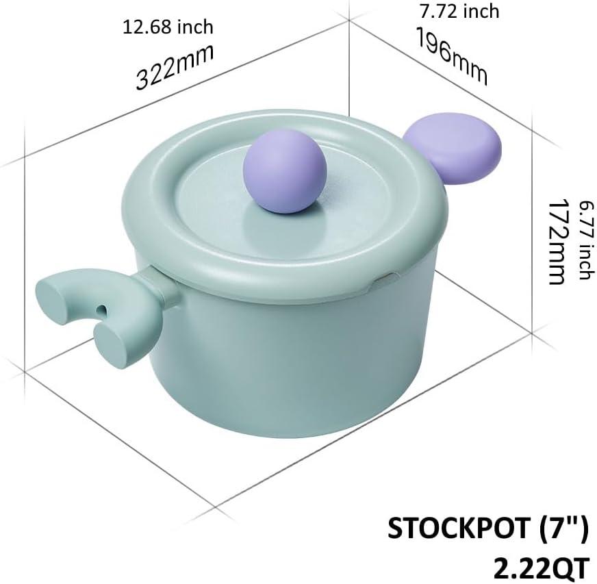 image:imageNeoflam Better Finger Cookware Set All in One 8Piece NonStick Ceramic Coated Pots and PansMint Green 4Piece