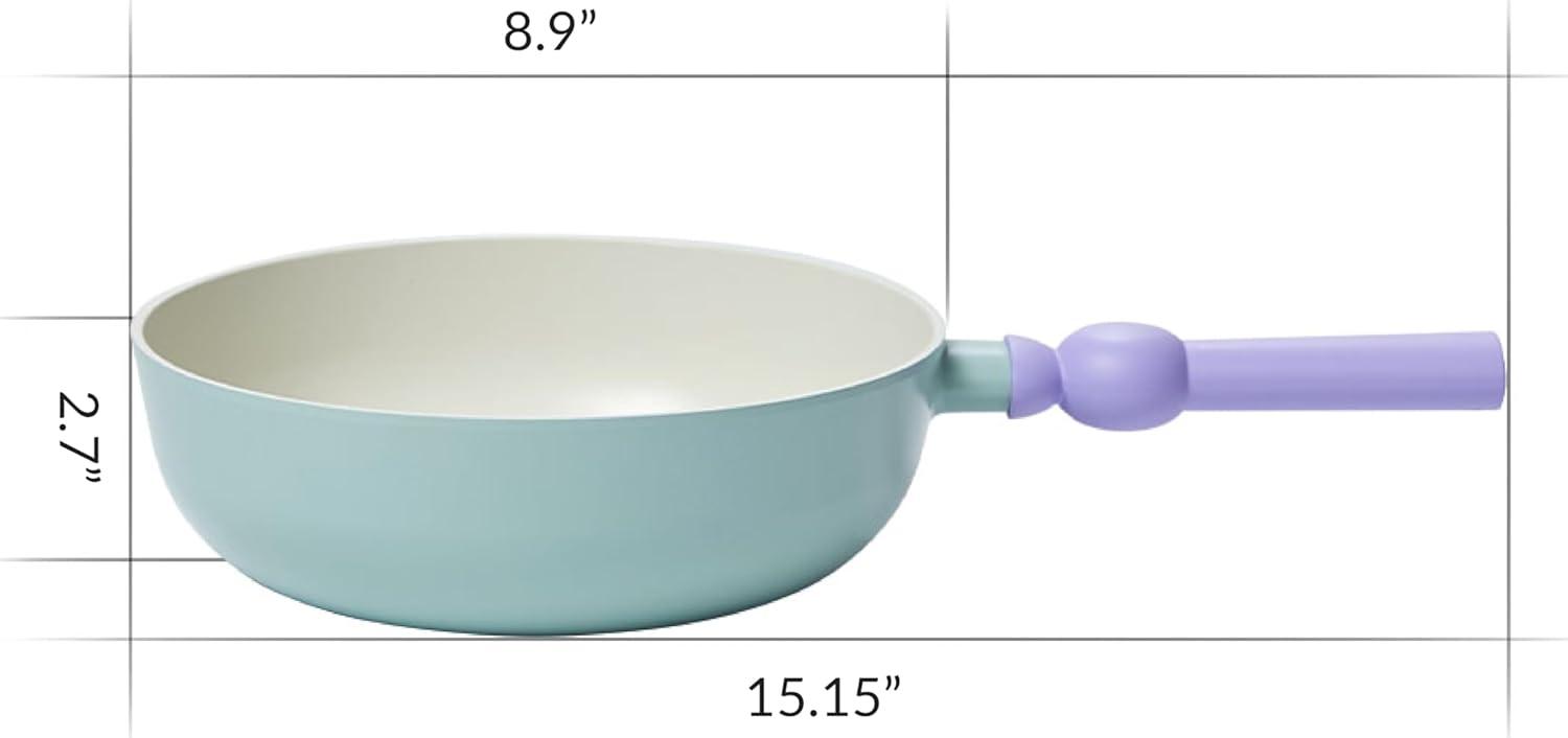image:imageNeoflam Better Finger Cookware Set All in One 8Piece NonStick Ceramic Coated Pots and PansWok Mint 2Piece