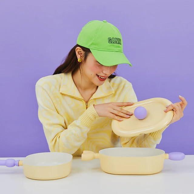 image:imageNeoflam Better Finger Cookware Set All in One 8Piece NonStick Ceramic Coated Pots and PansYellow 4Piece