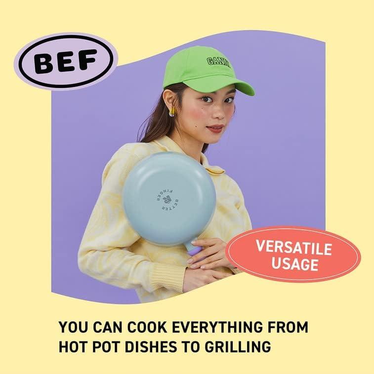 image:imageNeoflam Better Finger Kitchen Non Stick 9 Inch Stir Frying Wok Pan with Handle Healthy Cooking Nonstick Ceramic Coating Skillet Induction Compatible Cookware Made in Korea 22cm Wok Pan22cm Wok Pan