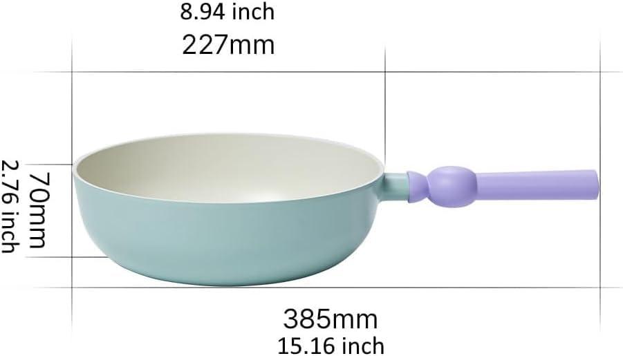 image:imageNeoflam Better Finger Kitchen Non Stick 9 Inch Stir Frying Wok Pan with Handle Healthy Cooking Nonstick Ceramic Coating Skillet Induction Compatible Cookware Made in Korea 22cm Wok Pan22cm Wok Pan