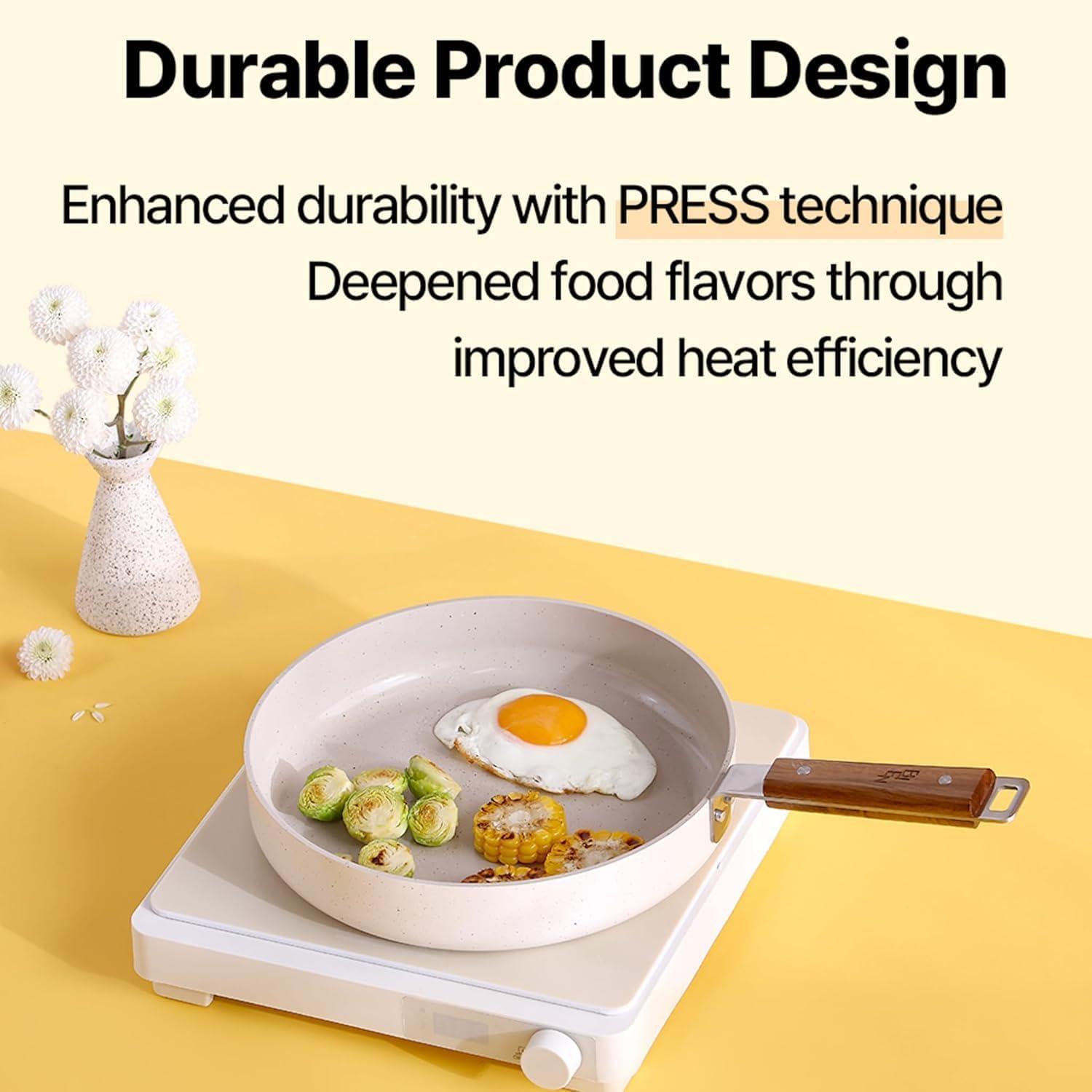 image:imageNeoflam Bien 95 Nonstick Ceramic Frying Pan with Wooden Handle Induction Skillet for Healthy Cooking Stir Fry amp Omelet Egg Pan Kitchen Essential Cookware Made in Korea 24cm