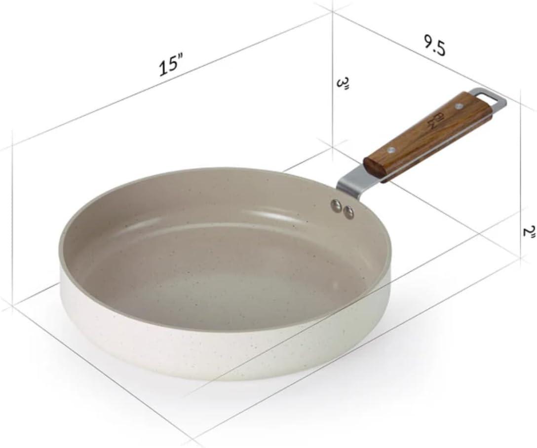 image:imageNeoflam Bien 95 Nonstick Ceramic Frying Pan with Wooden Handle Induction Skillet for Healthy Cooking Stir Fry amp Omelet Egg Pan Kitchen Essential Cookware Made in Korea 24cm