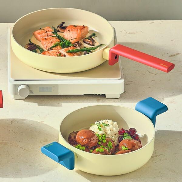 image:imageNeoflam Danish Forged 95 Stir Frying Pan with Handle Kitchen Nonstick Ceramic Coating Tamagoyaki Omelet Skillet Healthy Cooking Induction Compatible Cookware Made in Korea 24cm