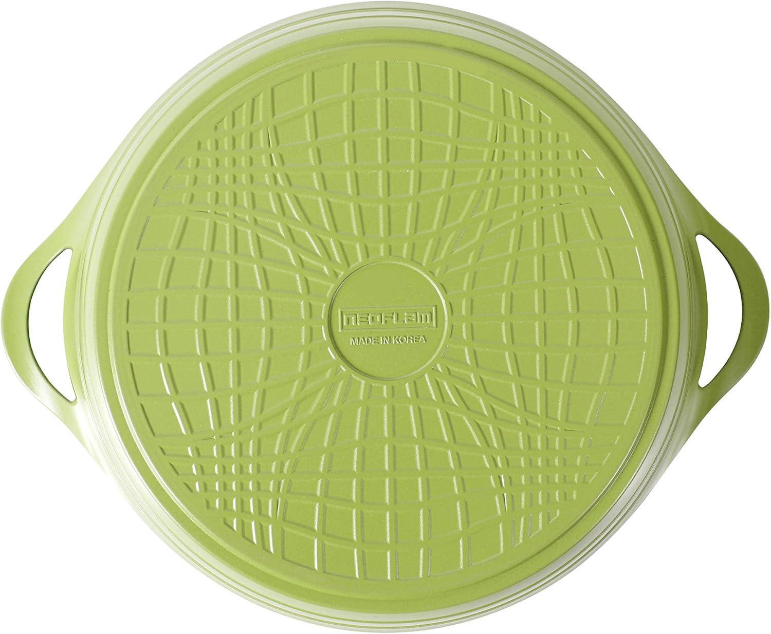 image:imageNeoflam Eela 25 QT Ceramic Nonstick Low Stockpot with Steam Releasing Lid in Olive Green