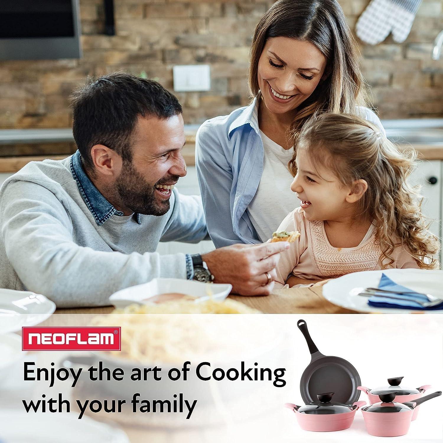 image:imageNeoflam Eela 8Piece Pink Ceramic Nonstick Chef Cookware with Glass Lid Kitchen Pot and Pan Cooking Set Ceramic Coating Easy to Clean Great Gift for Kitchen Made in Korea